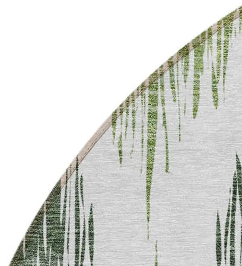 8' Fern Green And Ivory Round Ikat Washable Indoor Outdoor Area Rug Photo 4
