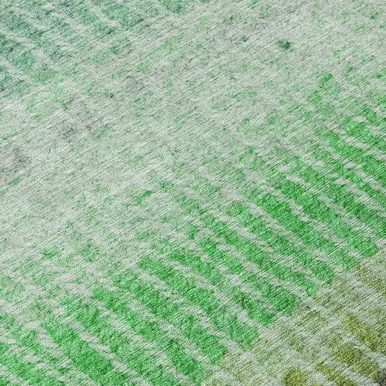 8' Fern Green And Purple Round Striped Washable Indoor Outdoor Area Rug Photo 8
