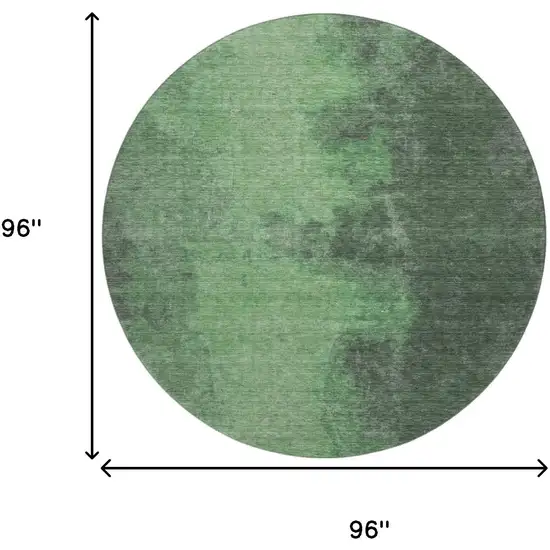 8' Fern Green And Sage Abstract Washable Round Rug With UV Protection Photo 9