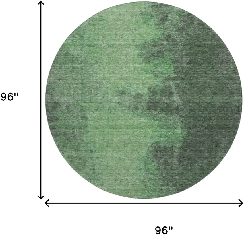 8' Fern Green And Sage Abstract Washable Round Rug With UV Protection Photo 9