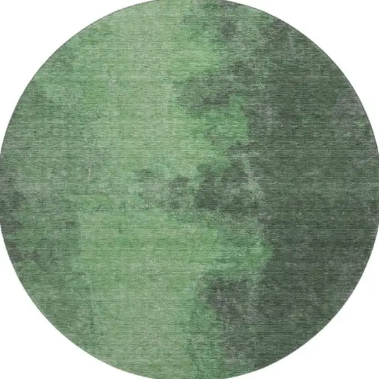 8' Fern Green And Sage Abstract Washable Round Rug With UV Protection Photo 3