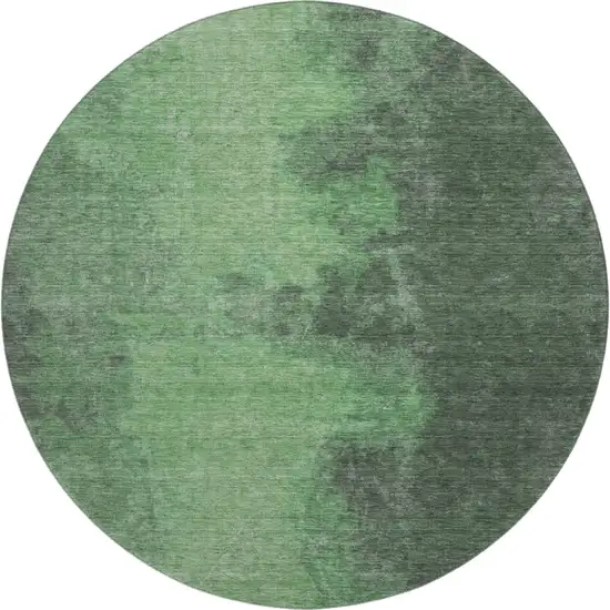 8' Fern Green And Sage Abstract Washable Round Rug With UV Protection Photo 1