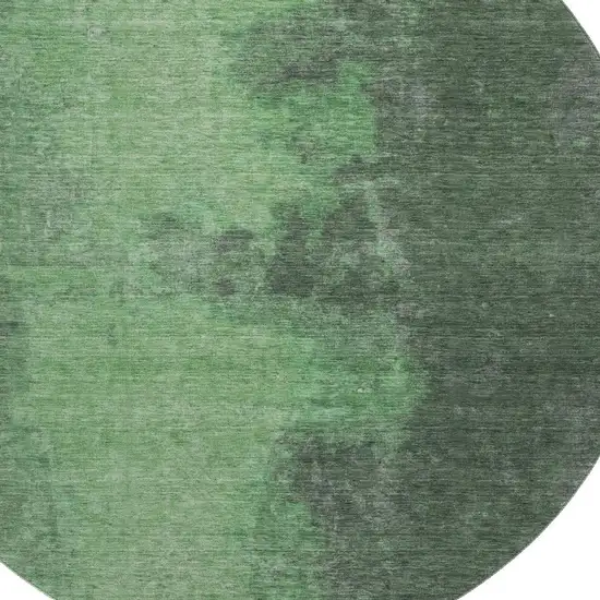 8' Fern Green And Sage Abstract Washable Round Rug With UV Protection Photo 2