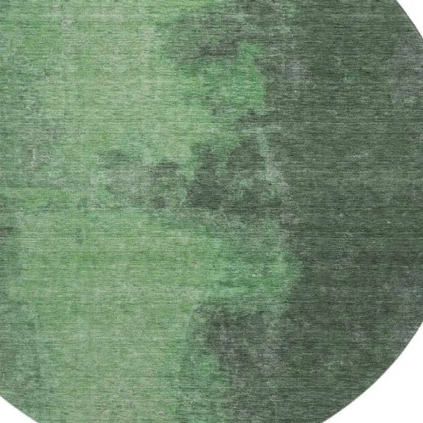 8' Fern Green And Sage Abstract Washable Round Rug With UV Protection Photo 2