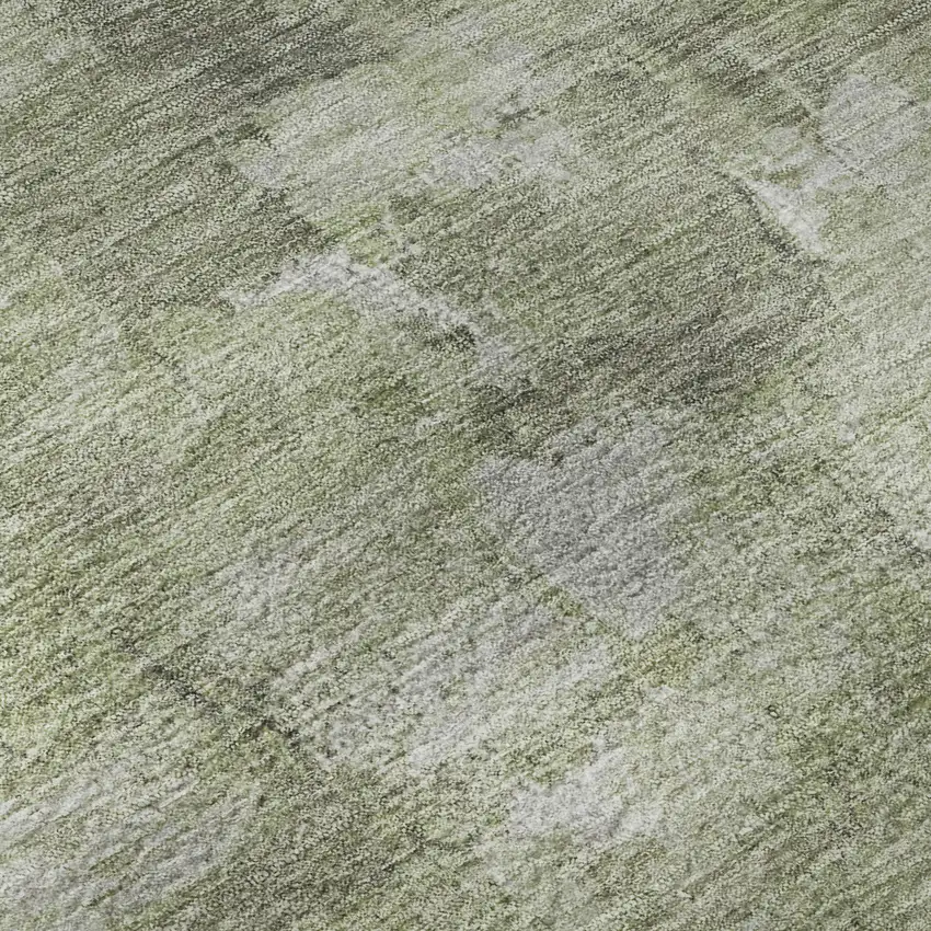 8' Fern Green And Silver Abstract Washable Round Rug With UV Protection Photo 7