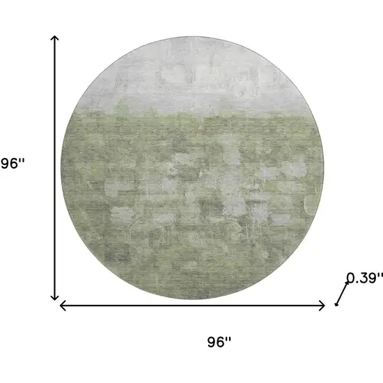 8' Fern Green And Silver Abstract Washable Round Rug With UV Protection Photo 8