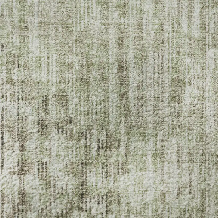 8' Fern Green And Taupe Geometric Washable Round Rug With UV Protection Photo 9