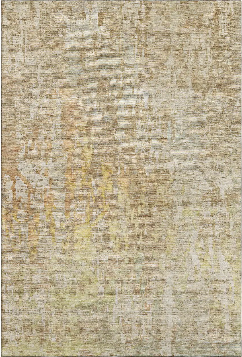 8' Fern Green Blue And Beige Abstract Washable Area Rug With UV Protection Photo 3