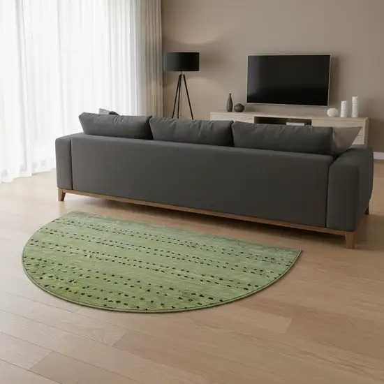 8' Fern Green Charcoal And Silver Abstract Washable Round Rug With UV Protection Photo 2