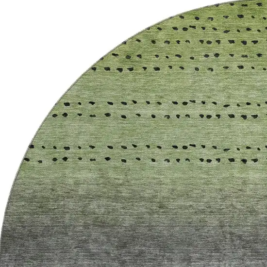 8' Fern Green Charcoal And Silver Abstract Washable Round Rug With UV Protection Photo 4