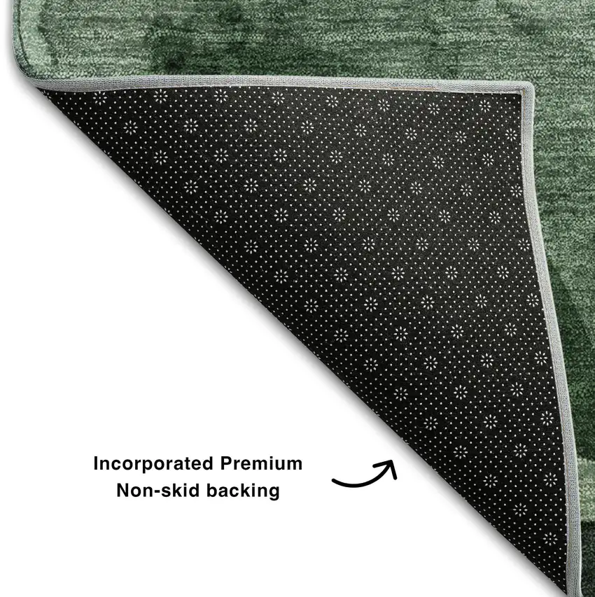 8' Fern Green Gray And Ivory Abstract Washable Round Rug With UV Protection Photo 6