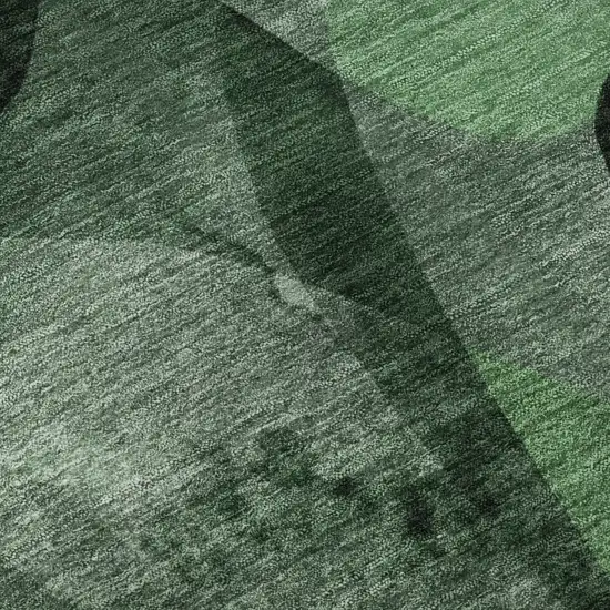 8' Fern Green Gray And Ivory Abstract Washable Round Rug With UV Protection Photo 9