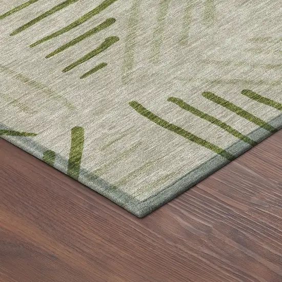 8' Flax And Sage Round Geometric Washable Indoor Outdoor Area Rug Photo 8