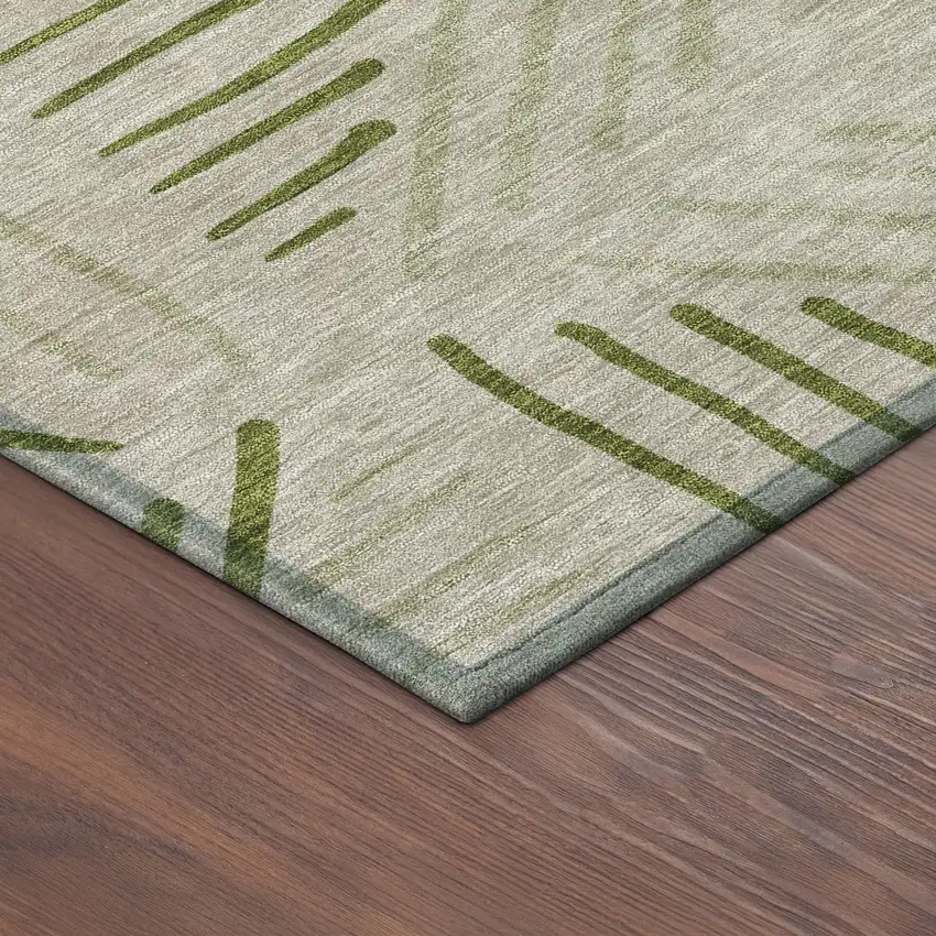 8' Flax And Sage Round Geometric Washable Indoor Outdoor Area Rug Photo 8