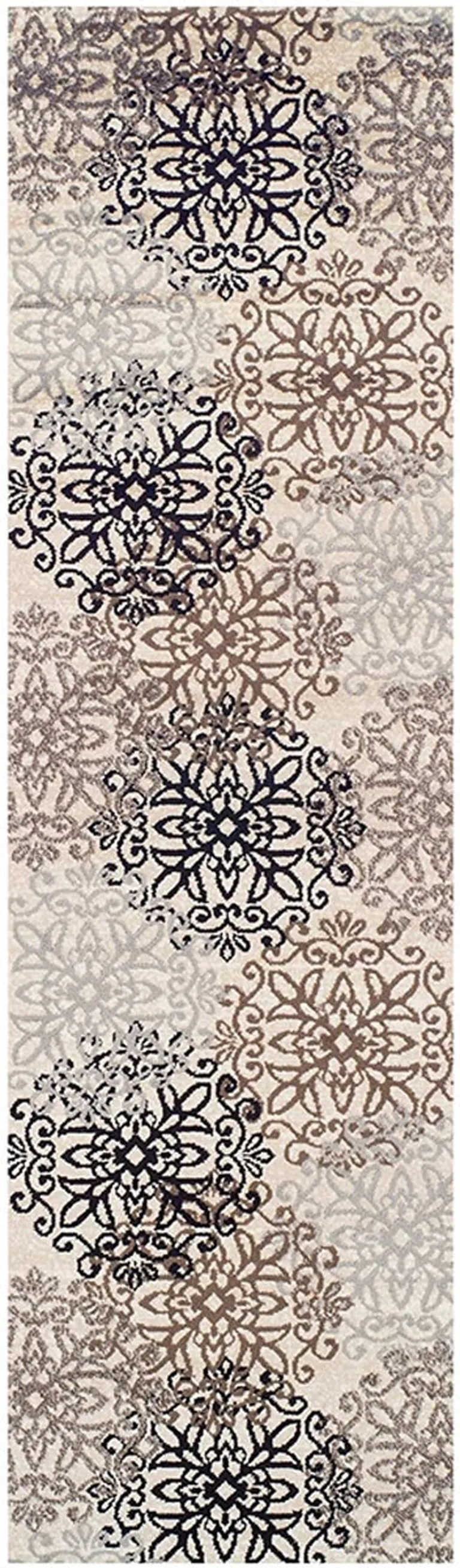 11'  Floral Medallion Stain Resistant Runner Rug Photo 1