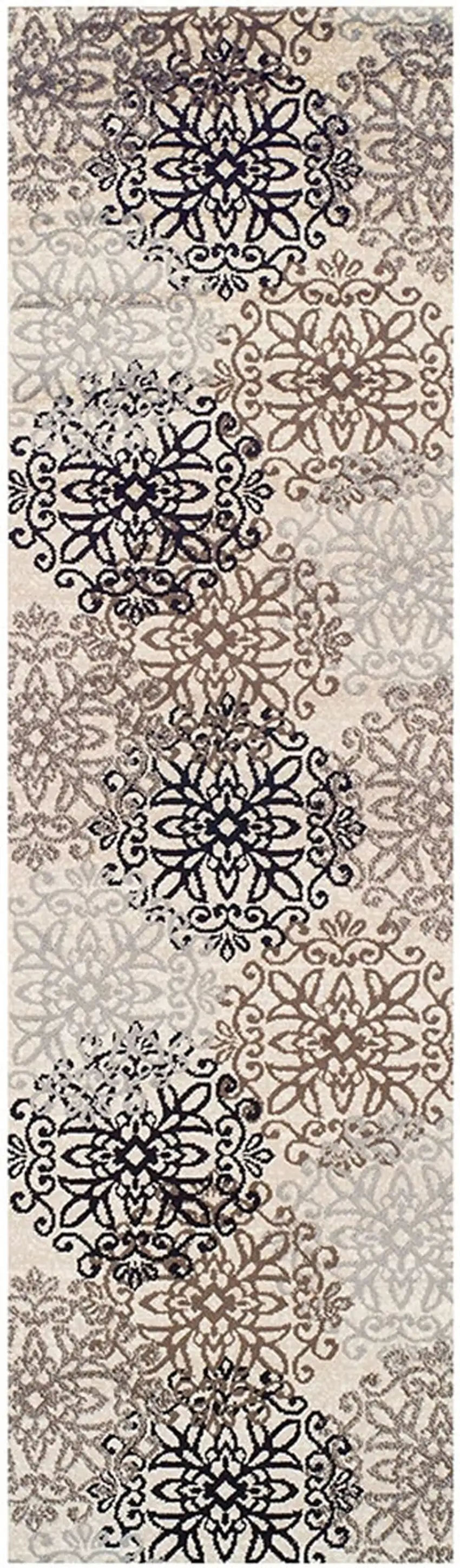 11'  Floral Medallion Stain Resistant Runner Rug Photo 1