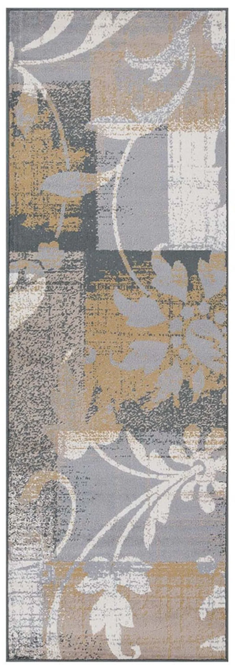 8' Floral Power Loom Distressed Stain Resistant Runner Rug Photo 1
