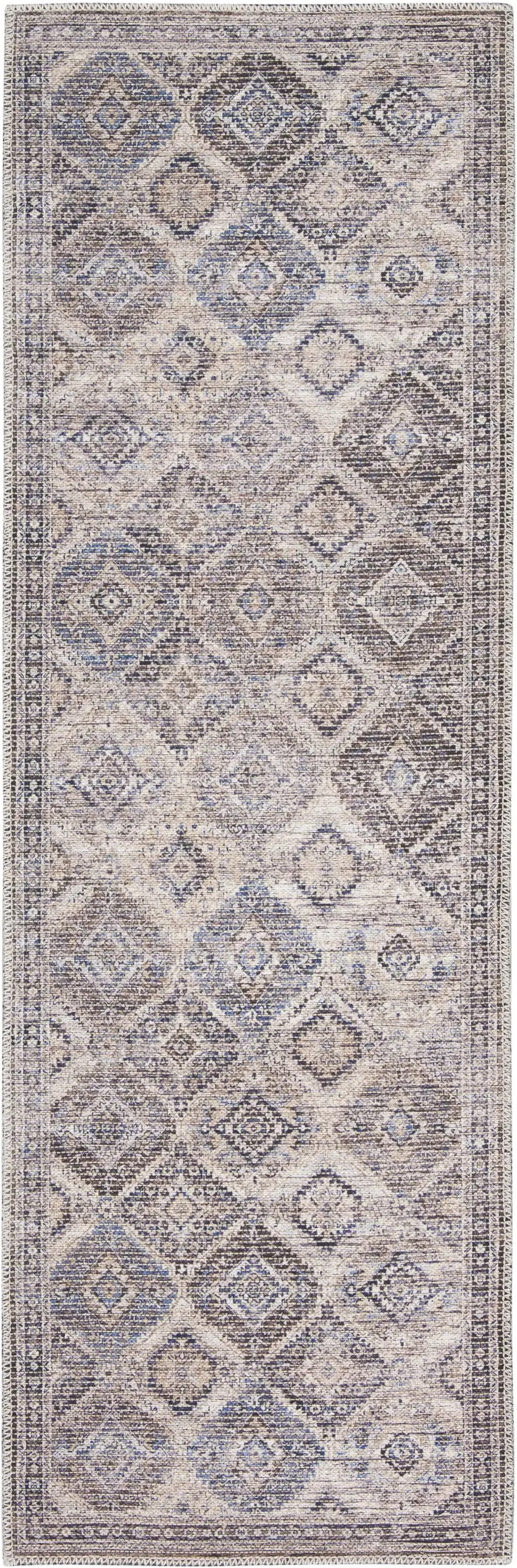 10' Floral Power Loom Distressed Washable Runner Rug Photo 1