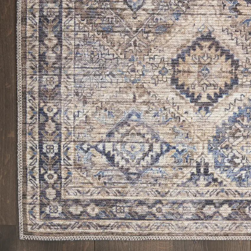 10' Floral Power Loom Distressed Washable Runner Rug Photo 2