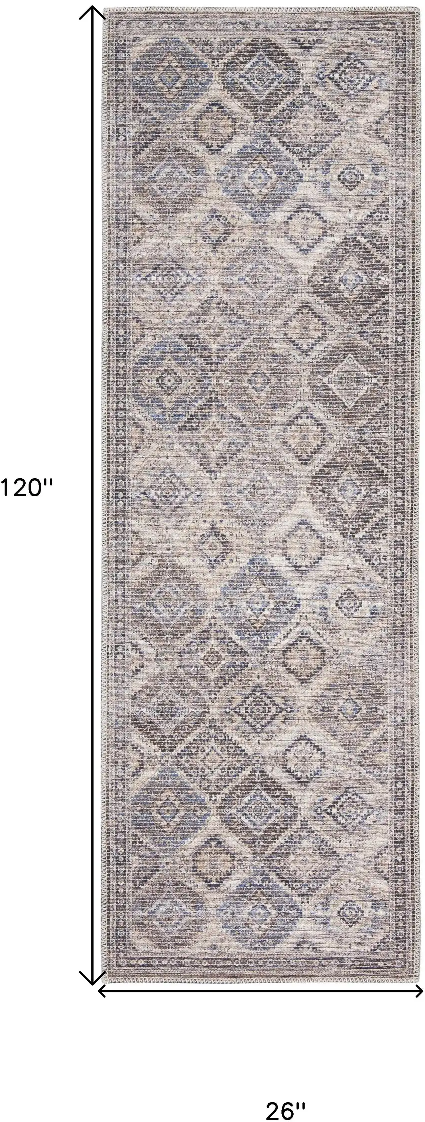 10' Floral Power Loom Distressed Washable Runner Rug Photo 7