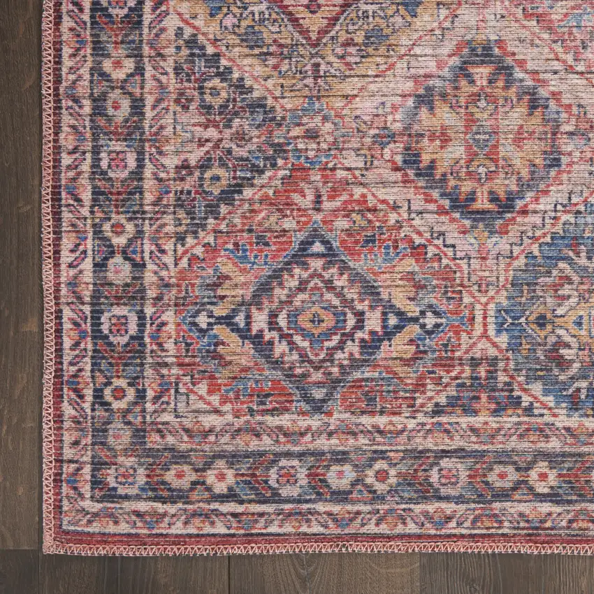 10' Floral Power Loom Distressed Washable Runner Rug Photo 3