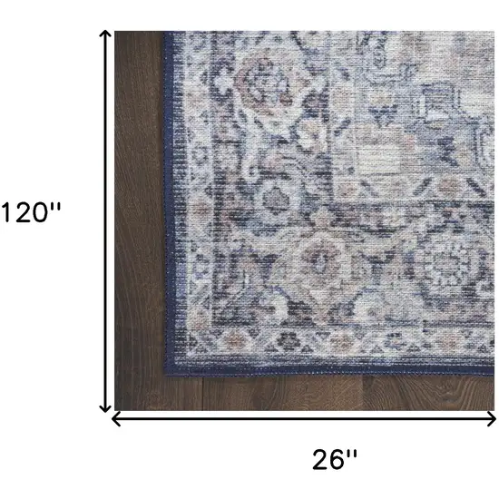 10' Floral Power Loom Distressed Washable Runner Rug Photo 7