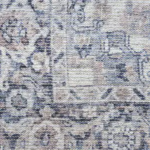 Photo of 10' Floral Power Loom Distressed Washable Runner Rug