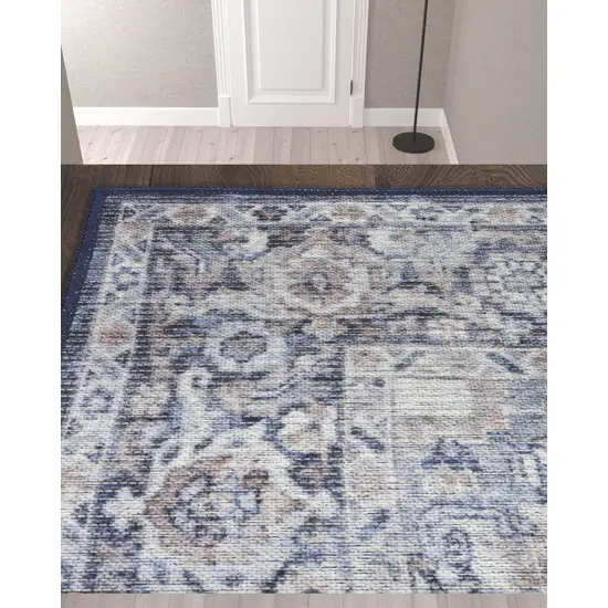 10' Floral Power Loom Distressed Washable Runner Rug Photo 2