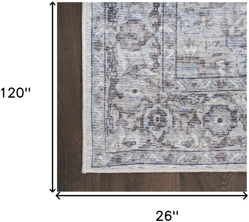 10' Floral Power Loom Distressed Washable Runner Rug Photo 7