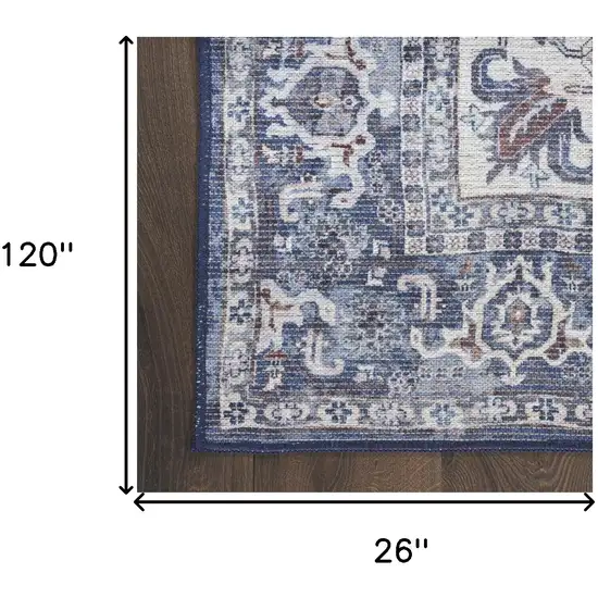 10' Floral Power Loom Distressed Washable Runner Rug Photo 7