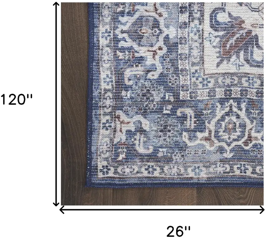 10' Floral Power Loom Distressed Washable Runner Rug Photo 7