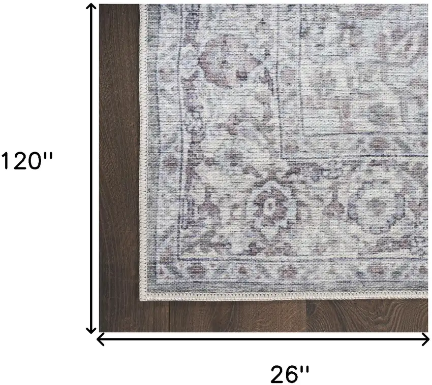 10' Floral Power Loom Distressed Washable Runner Rug Photo 7