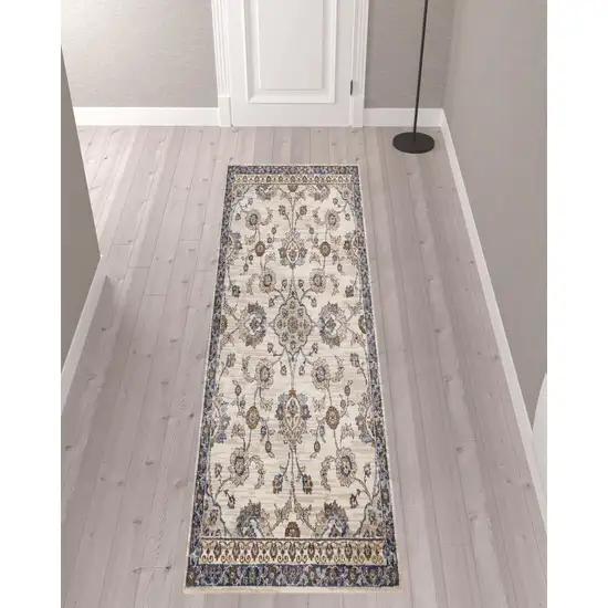 10' Floral Power Loom Runner Rug Photo 2
