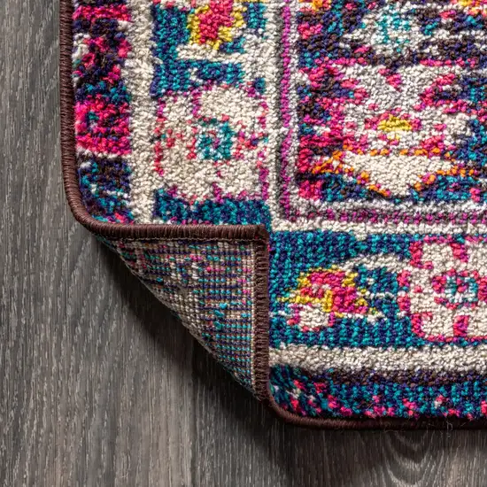 5' Floral Square Rug Photo 6