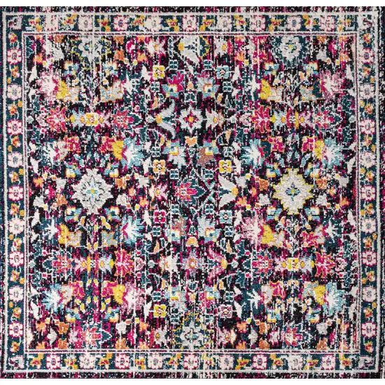 5' Floral Square Rug Photo 5