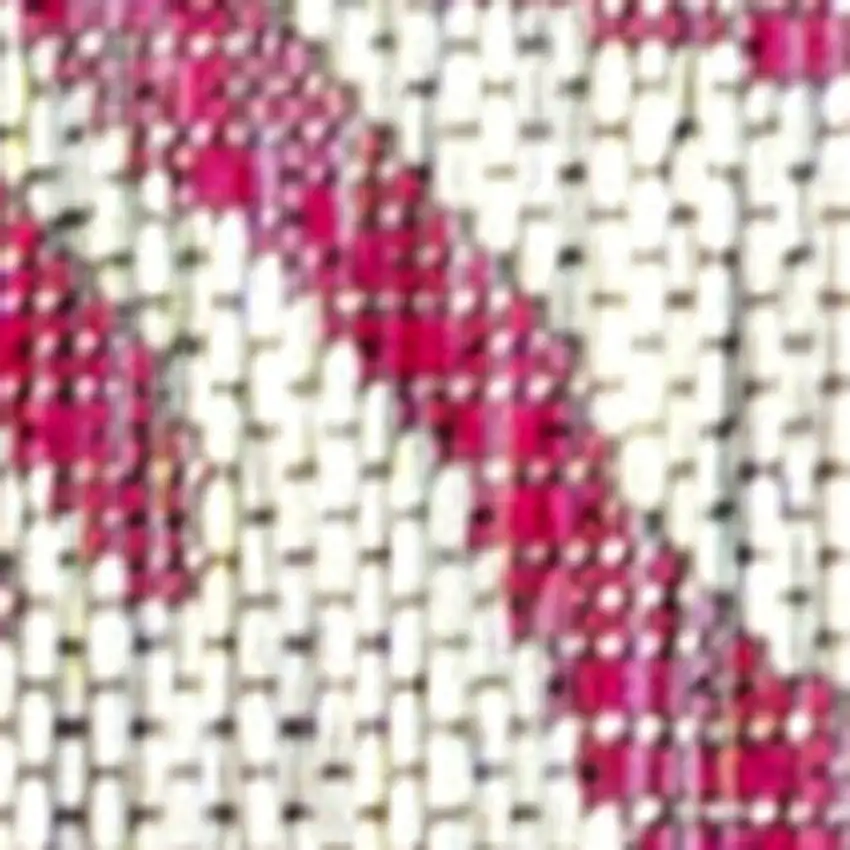 10' Fuchsia And Light Gray Floral Indoor Outdoor Runner Rug Photo 2