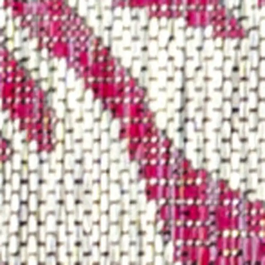 8' Fuchsia And Light Gray Floral Indoor Outdoor Runner Rug Photo 3