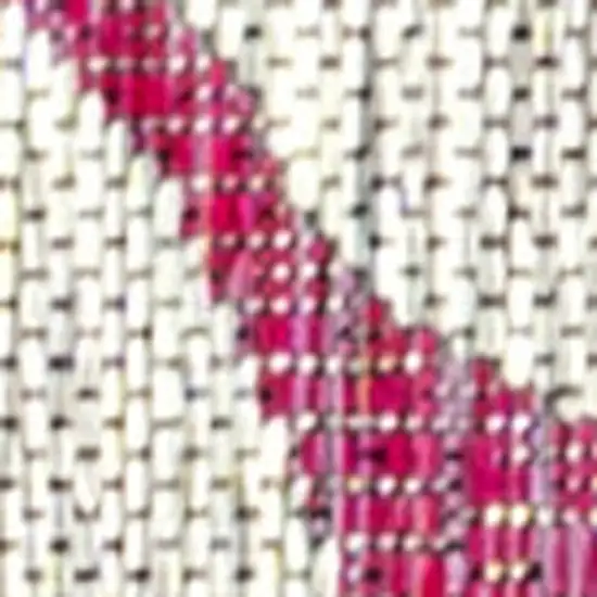 8' Fuchsia And Light Gray Floral Indoor Outdoor Runner Rug Photo 2