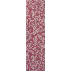 Photo of 8' Fuchsia And Light Gray Floral Indoor Outdoor Runner Rug