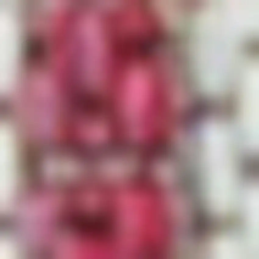 8' Fuchsia And Light Gray Geometric Indoor Outdoor Runner Rug Photo 3