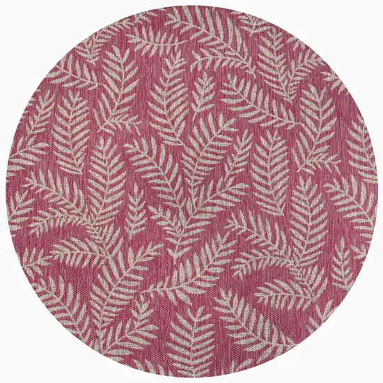 5' Fuchsia And Light Gray Round Floral Indoor Outdoor Area Rug Photo 3