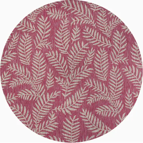 5' Fuchsia And Light Gray Round Floral Indoor Outdoor Area Rug Photo 1