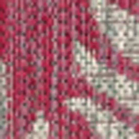 5' Fuchsia And Light Gray Square Floral Indoor Outdoor Area Rug Photo 3