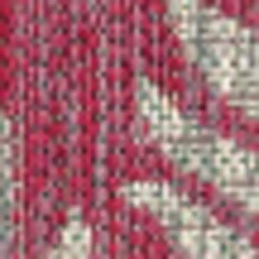 5' Fuchsia And Light Gray Square Floral Indoor Outdoor Area Rug Photo 3