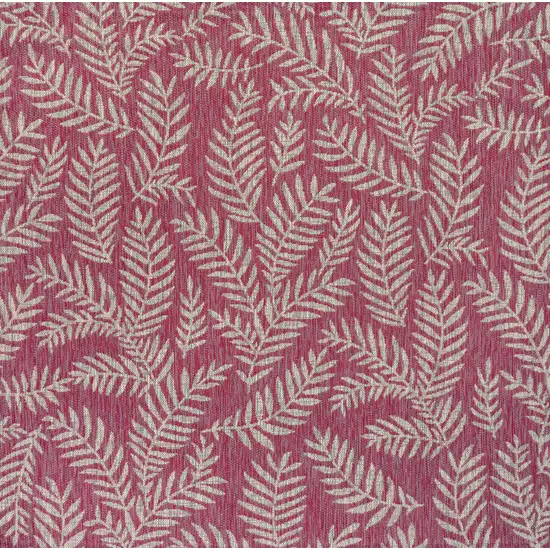 5' Fuchsia And Light Gray Square Floral Indoor Outdoor Area Rug Photo 1