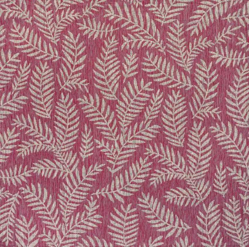 5' Fuchsia And Light Gray Square Floral Indoor Outdoor Area Rug Photo 1