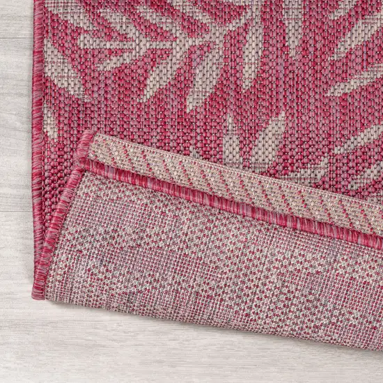 5' Fuchsia And Light Gray Square Floral Indoor Outdoor Area Rug Photo 5