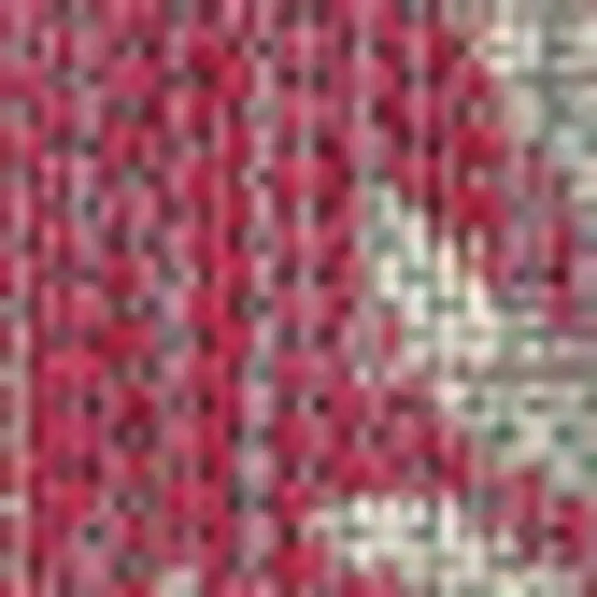 5' Fuchsia And Light Gray Square Floral Indoor Outdoor Area Rug Photo 2