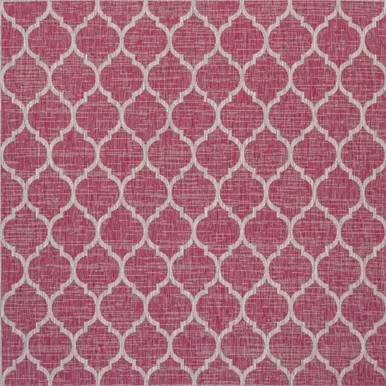 5' Fuchsia And Light Gray Square Geometric Indoor Outdoor Area Rug Photo 3
