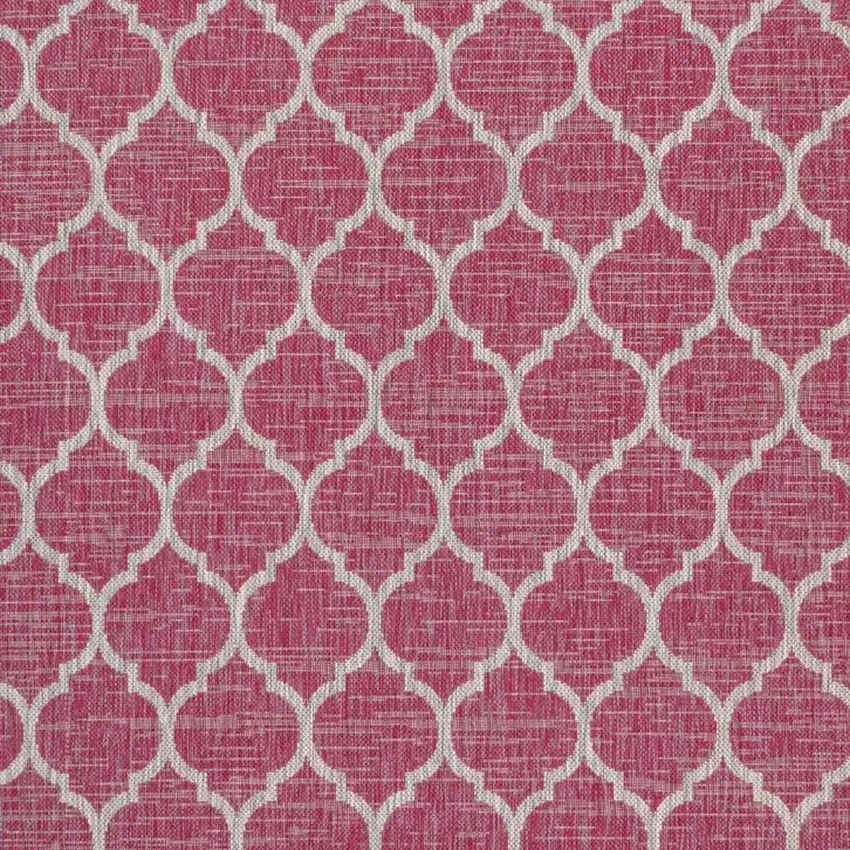5' Fuchsia And Light Gray Square Geometric Indoor Outdoor Area Rug Photo 2